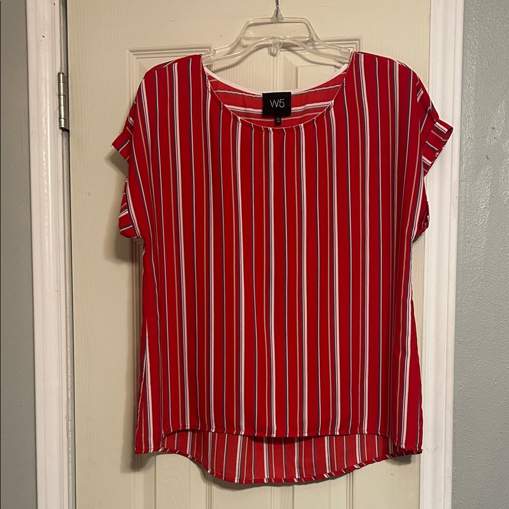 2/$25, 3/$30 red stripe blouse Anthropologie